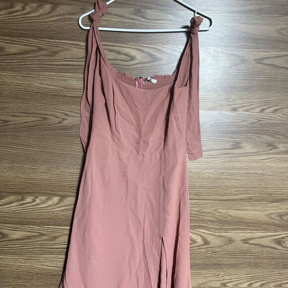 Reformation Twilight in Praline Side Slit Georgette Midi Tank Dress 4 - Picture 2 of 10